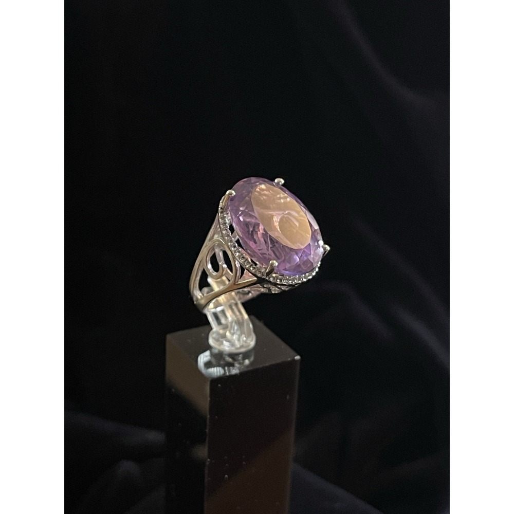JTV DK 9.25 Sterling Silver Rose De France Amethyst Ring Size 5